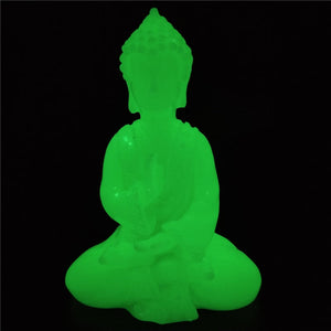 Glowing Meditation Buddha Statue Man-made Jade Stone Ornament Thai Buddha Sculpture Figurines Luminous Home Garden Decoration acacuss