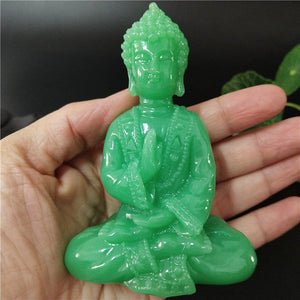Glowing Meditation Buddha Statue Man-made Jade Stone Ornament Thai Buddha Sculpture Figurines Luminous Home Garden Decoration acacuss