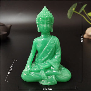 Glowing Meditation Buddha Statue Man-made Jade Stone Ornament Thai Buddha Sculpture Figurines Luminous Home Garden Decoration acacuss