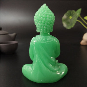 Glowing Meditation Buddha Statue Man-made Jade Stone Ornament Thai Buddha Sculpture Figurines Luminous Home Garden Decoration acacuss