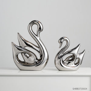 Gold Animal Figurines Gift Modern Home Decoration Resin Room Decor Swan Statues and Statues Wedding Figurine Desk Accessories acacuss