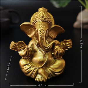Gold Lord Ganesha Buddha Statue Elephant God Sculptures Ganesh Figurines Man-made Stone Home Garden Buddha Decoration Statues acacuss
