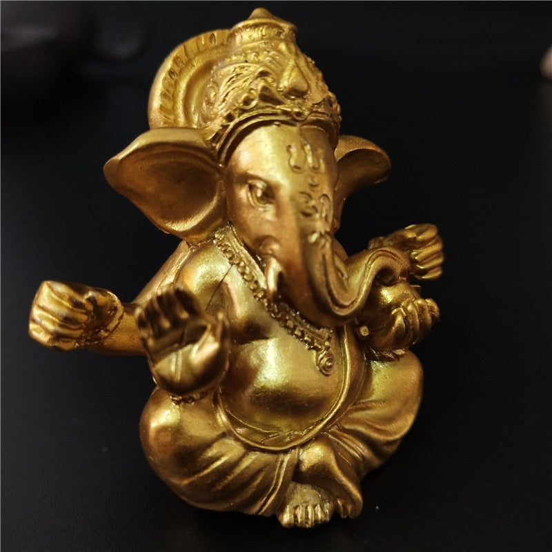 Gold Lord Ganesha Buddha Statue Elephant God Sculptures Ganesh Figurines Man-made Stone Home Garden Buddha Decoration Statues acacuss