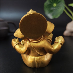 Gold Lord Ganesha Buddha Statue Elephant God Sculptures Ganesh Figurines Man-made Stone Home Garden Buddha Decoration Statues acacuss
