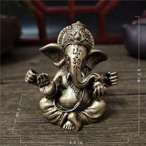 Gold Lord Ganesha Buddha Statue Elephant God Sculptures Ganesh Figurines Man-made Stone Home Garden Buddha Decoration Statues acacuss