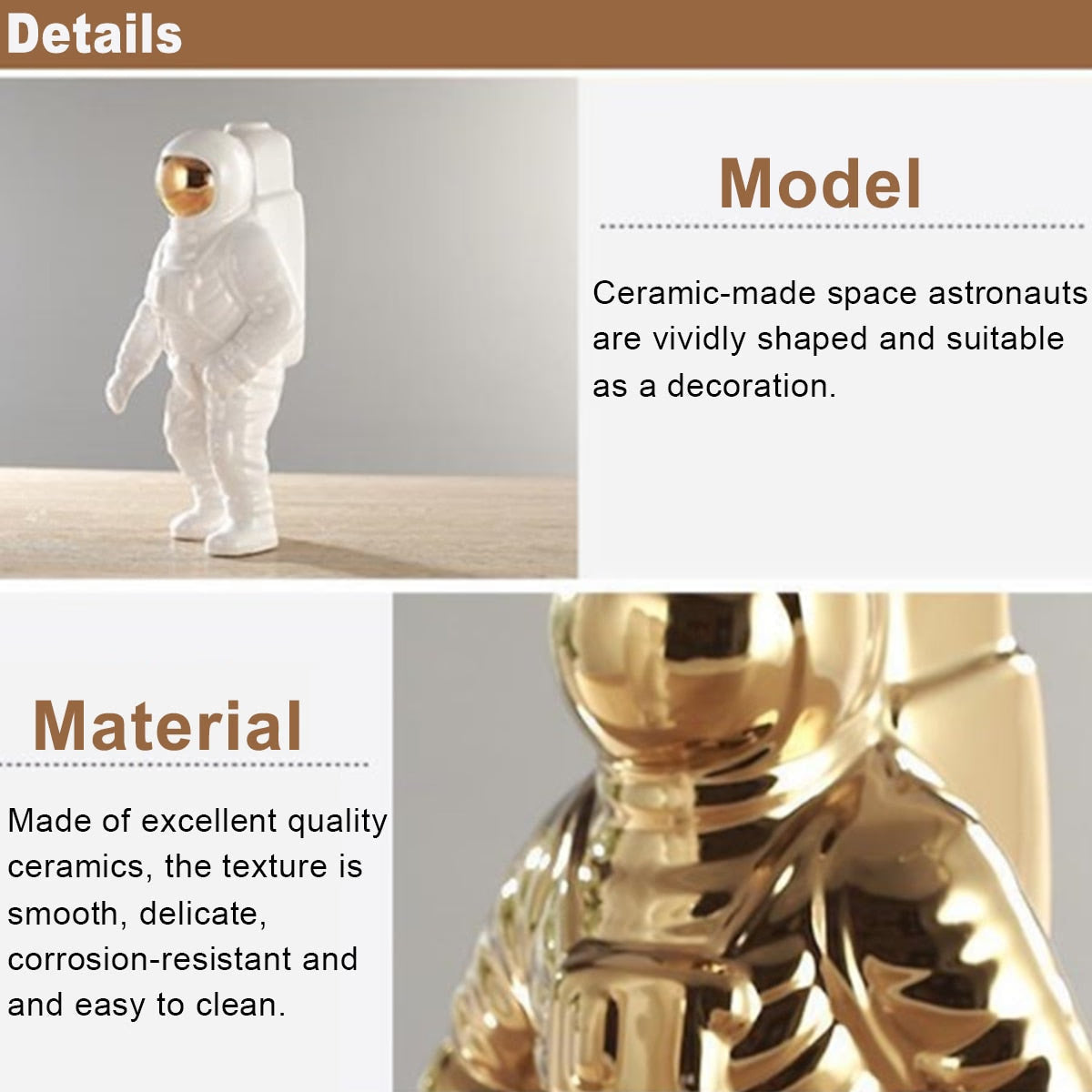 Gold Space Man Sculpture Astronaut Ceramic Vase Creative Modern Cosmonaut Model Ornament Statue Garden Tabletop Home Decoration acacuss