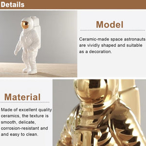 Gold Space Man Sculpture Astronaut Ceramic Vase Creative Modern Cosmonaut Model Ornament Statue Garden Tabletop Home Decoration acacuss