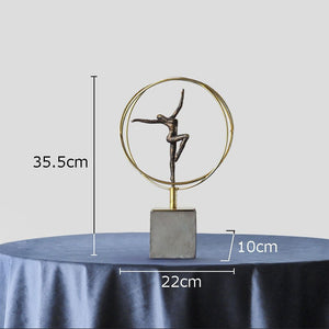 Gold-plated Ribbon Gymnast Athletes Figures Statue Room Aesthetics Ornaments Desk Decoration Abstract Character Resin Sculpture acacuss