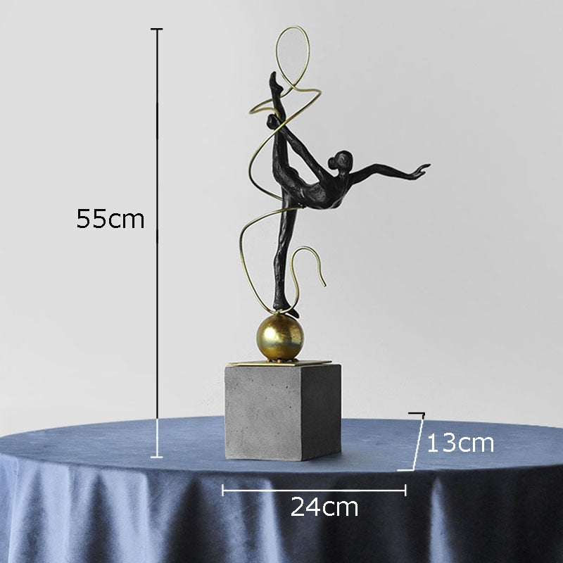 Gold-plated Ribbon Gymnast Athletes Figures Statue Room Aesthetics Ornaments Desk Decoration Abstract Character Resin Sculpture acacuss