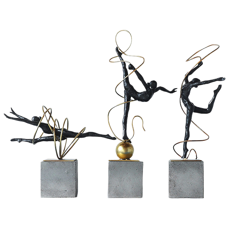 Gold-plated Ribbon Gymnast Athletes Figures Statue Room Aesthetics Ornaments Desk Decoration Abstract Character Resin Sculpture acacuss