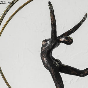 Gold-plated Ribbon Gymnast Athletes Figures Statue Room Aesthetics Ornaments Desk Decoration Abstract Character Resin Sculpture acacuss