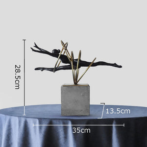 Gold-plated Ribbon Gymnast Athletes Figures Statue Room Aesthetics Ornaments Desk Decoration Abstract Character Resin Sculpture acacuss