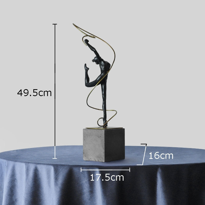 Gold-plated Ribbon Gymnast Athletes Figures Statue Room Aesthetics Ornaments Desk Decoration Abstract Character Resin Sculpture acacuss