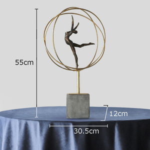 Gold-plated Ribbon Gymnast Athletes Figures Statue Room Aesthetics Ornaments Desk Decoration Abstract Character Resin Sculpture acacuss