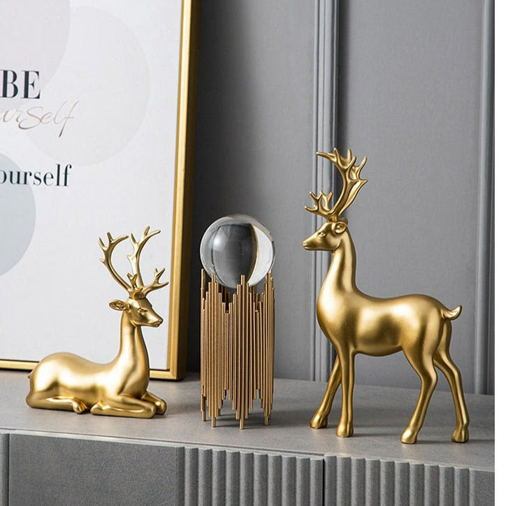 Golden Deer Animal Resin Crafts Sculpture Living Room Decoration Festival Gifts - Golden deer  Best Choice For Home Decor, Housewarming Gift - ACACUSS