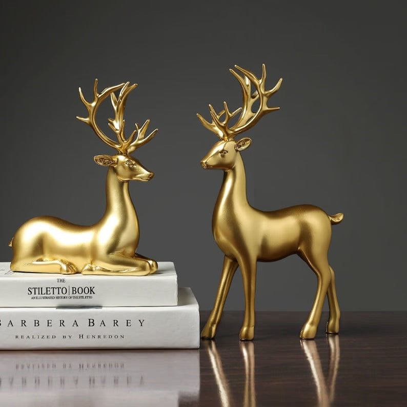 Golden Deer Animal Resin Crafts Sculpture Living Room Decoration Festival Gifts - Golden deer  Best Choice For Home Decor, Housewarming Gift - ACACUSS