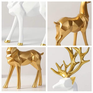 Golden Deer figurine Animal Statue Sculpture Living Room Decoration  - Golden deer For Home Decor, Housewarming Gift - ACACUSS