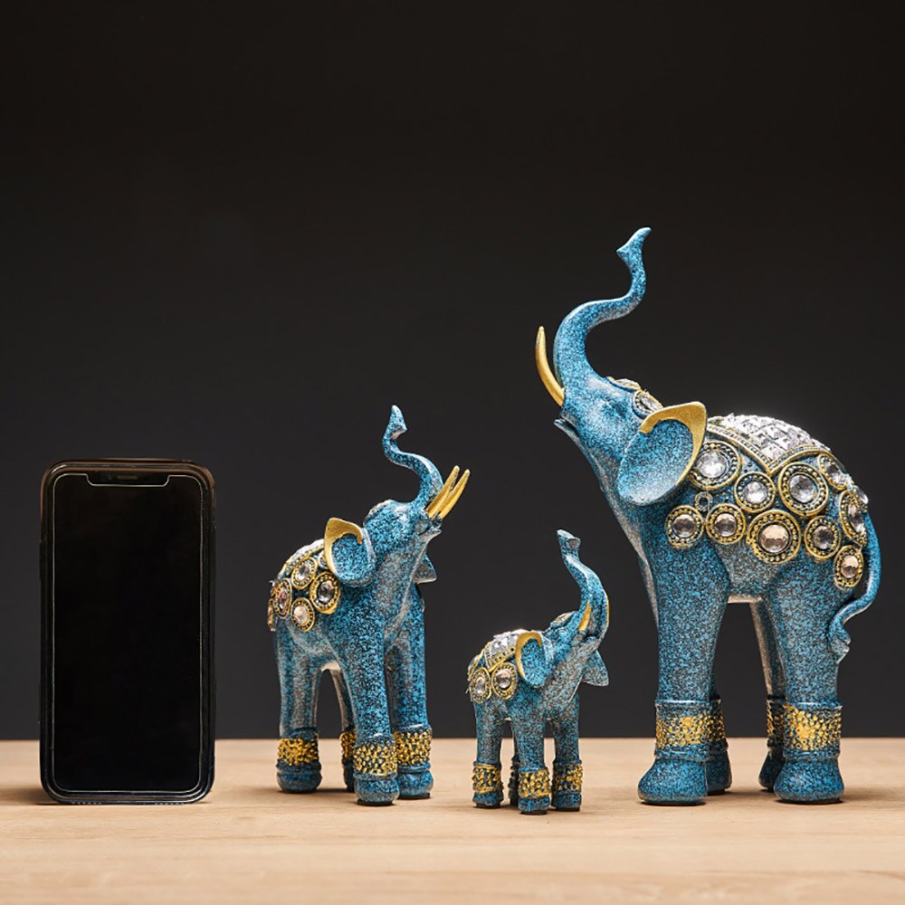 Golden Elephant Living Room Decoration Elephant Statue Resin Sculpture African Decoration Home Feng Shui Decoration Office Decor acacuss