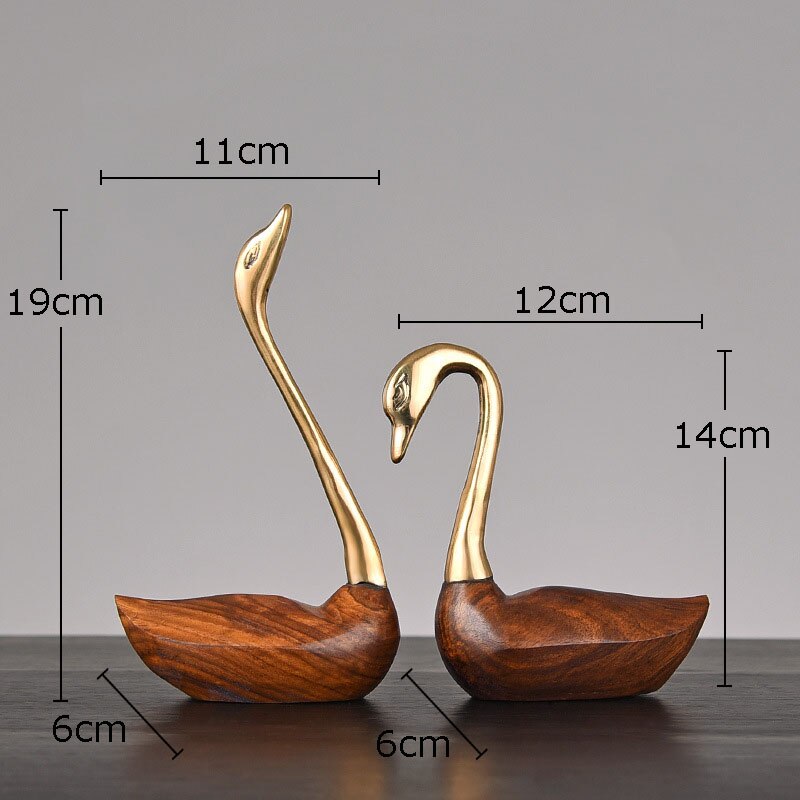 Golden Fairy Crane Wood Carving Crafts Sculpture Room Aesthetics Furnishings Desk Ornaments Brass Crane Statue Modern Home Decor acacuss
