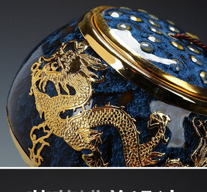 Golden Inlaid Jade Tea Pot Jianzhan Kung Fu Tea Set Large Sealed Tea Pot  - Storage Coffee Canister Tank Storage Tea Set Accessories - acacuss