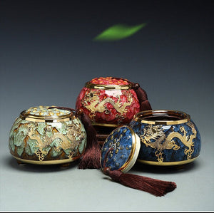 Golden Inlaid Jade Tea Pot Jianzhan Kung Fu Tea Set Large Sealed Tea Pot  - Storage Coffee Canister Tank Storage Tea Set Accessories - acacuss