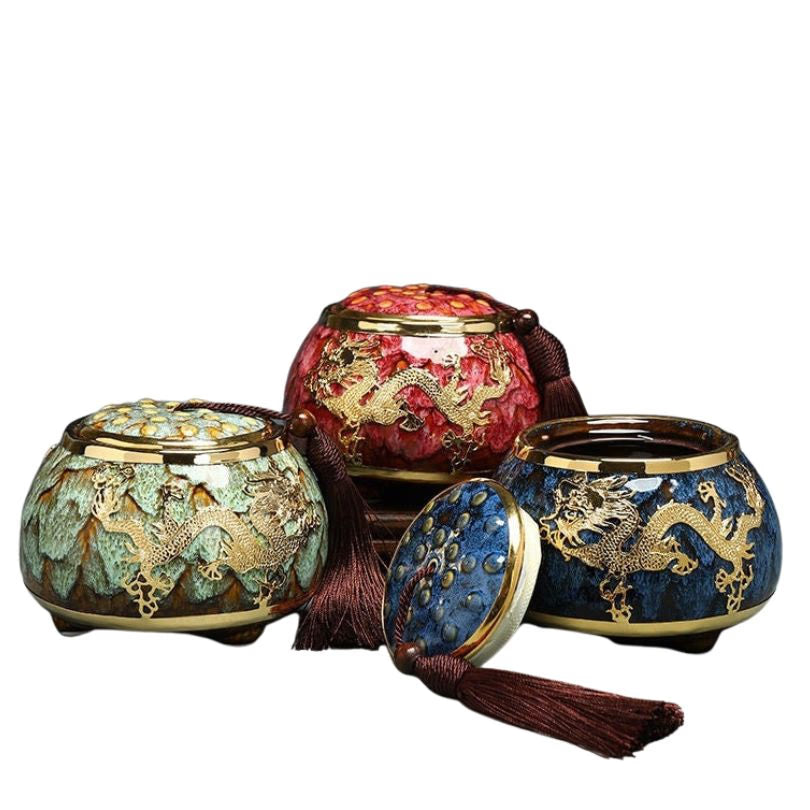 Golden Inlaid Jade Tea Pot Jianzhan Kung Fu Tea Set Large Sealed Tea Pot  - Storage Coffee Canister Tank Storage Tea Set Accessories - acacuss