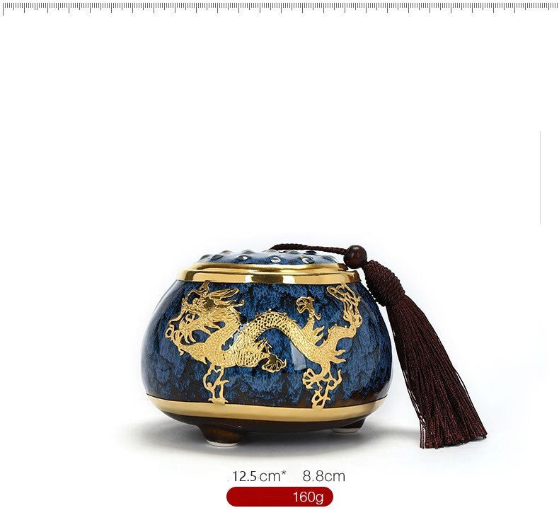 Golden Inlaid Jade Tea Pot Jianzhan Kung Fu Tea Set Large Sealed Tea Pot  - Storage Coffee Canister Tank Storage Tea Set Accessories - acacuss