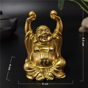 Golden Laughing Buddha Statue Chinese Feng Shui Lucky Money Maitreya Buddha Sculpture Figurines Home Garden Decoration Statues acacuss