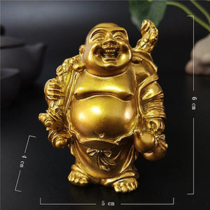 Golden Laughing Buddha Statue Chinese Feng Shui Lucky Money Maitreya Buddha Sculpture Figurines Home Garden Decoration Statues acacuss