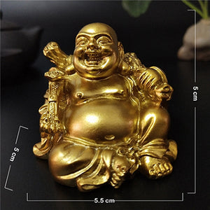 Golden Laughing Buddha Statue Chinese Feng Shui Lucky Money Maitreya Buddha Sculpture Figurines Home Garden Decoration Statues acacuss