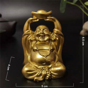 Golden Laughing Buddha Statue Chinese Feng Shui Lucky Money Maitreya Buddha Sculpture Figurines Home Garden Decoration Statues acacuss
