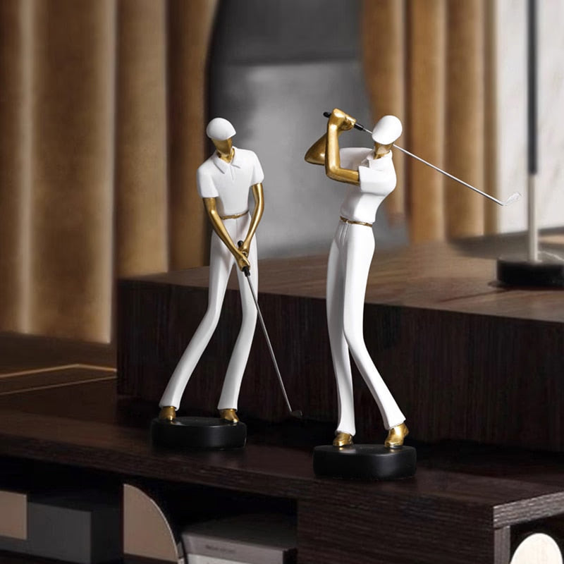 Golf Human Statue Resin Art Creative Sculpture Office Decor Accessories Modern Craft Cabinet Tabletop Figurines Home Decoration acacuss