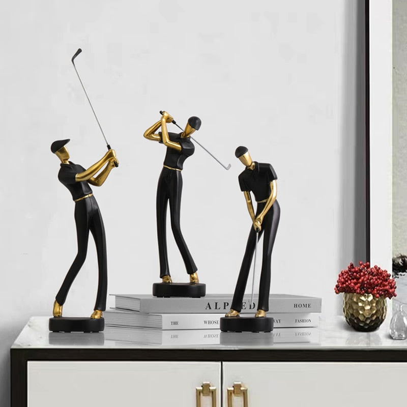 Golf Human Statue Resin Art Creative Sculpture Office Decor Accessories Modern Craft Cabinet Tabletop Figurines Home Decoration acacuss