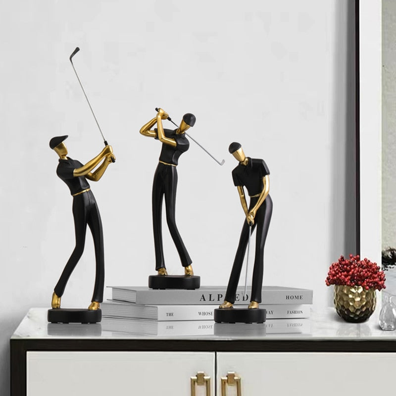 Golf Human Statue Resin Art Creative Sculpture Office Decor Accessories Modern Craft Cabinet Tabletop Figurines Home Decoration acacuss
