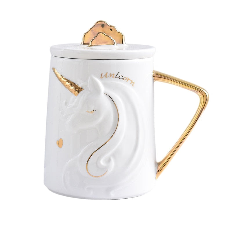 Gorgeous Relief Unicorn Coffee Mug with Mobile Phone Holder Lid Cute Water Tea Ceramic Milk Breakfast Cup Creative Gift acacuss