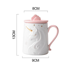 Gorgeous Relief Unicorn Coffee Mug with Mobile Phone Holder Lid Cute Water Tea Ceramic Milk Breakfast Cup Creative Gift acacuss
