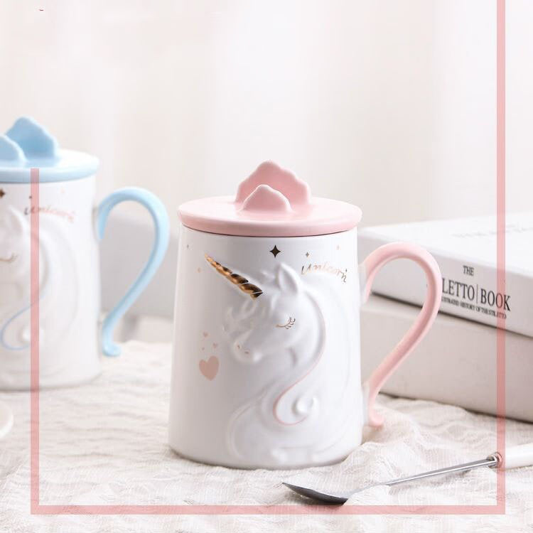 Gorgeous Relief Unicorn Coffee Mug with Mobile Phone Holder Lid Cute Water Tea Ceramic Milk Breakfast Cup Creative Gift acacuss