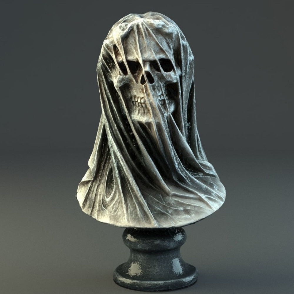 Gothic Style Veil Death Skull Home Decoration Desktop Resin Statues Crafts статуэтки из дерева Terror Props Halloween Decor acacuss