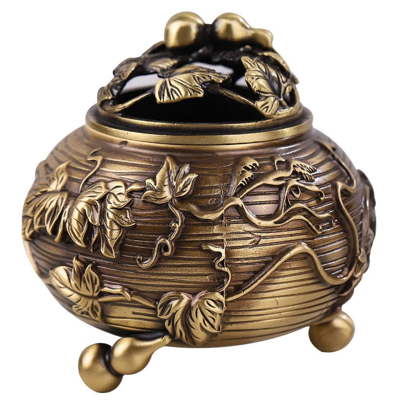 Gourd Rattan Stove Copper Incense Burner Copper Metal Crafts Incense Burner Creative Handicraft Ornaments Copper Incense Burner acacuss