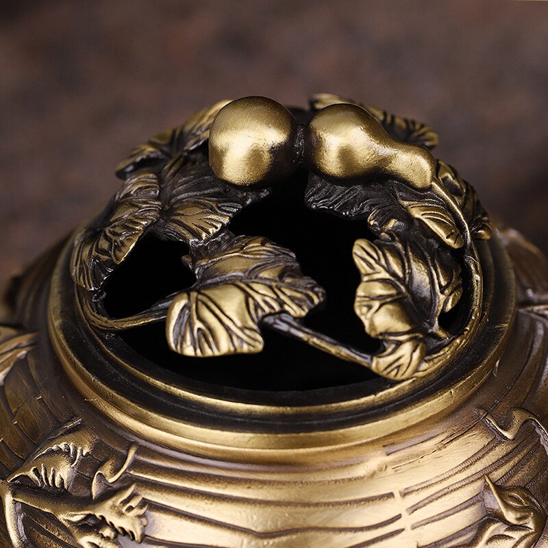 Gourd Rattan Stove Copper Incense Burner Copper Metal Crafts Incense Burner Creative Handicraft Ornaments Copper Incense Burner acacuss