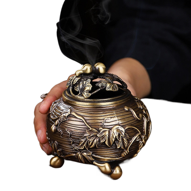 ひょうたん籐ストーブ銅香炉銅金属工芸品香炉クリエイティブ手芸