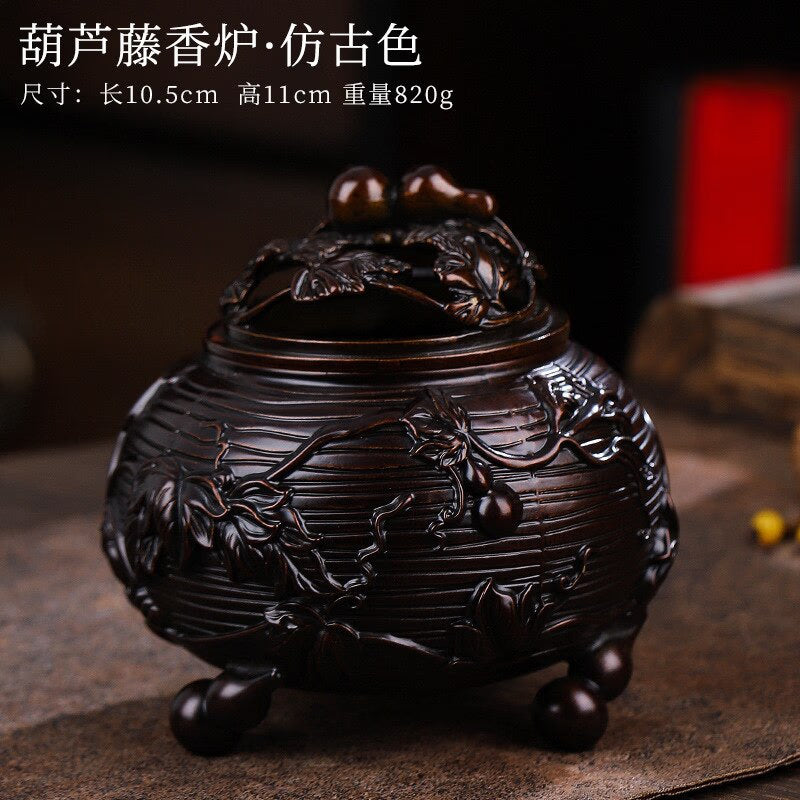 Gourd Rattan Stove Copper Incense Burner Copper Metal Crafts Incense Burner Creative Handicraft Ornaments Copper Incense Burner acacuss
