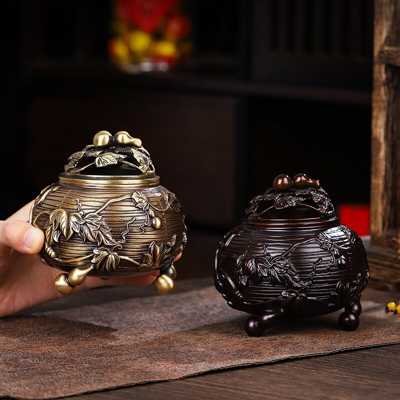 Gourd Rattan Stove Copper Incense Burner Copper Metal Crafts Incense Burner Creative Handicraft Ornaments Copper Incense Burner acacuss