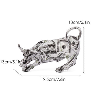 Graffiti Charging Bull Statue Resin Miami Animal Feng Shui Art Modern Sculpture Home Living Room Decoration Office Figurine Gift acacuss