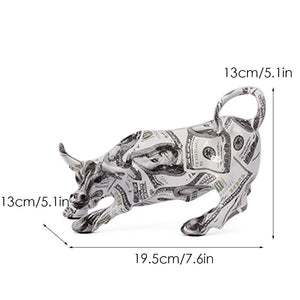 Graffiti Painting Resin Bull Figurines Home Living Room Bedroom Office Desktop Feng Shui Ornaments Collection Statues acacuss