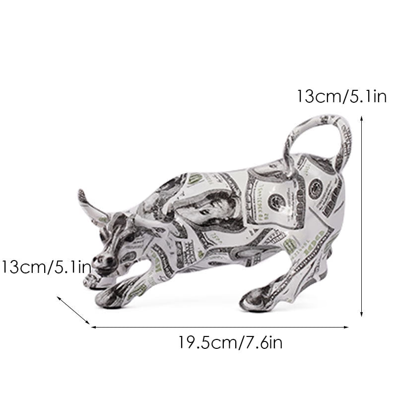 Graffiti Painting Resin Bull Figurines Home Living Room Bedroom Office Desktop Feng Shui Ornaments Collection Statues acacuss