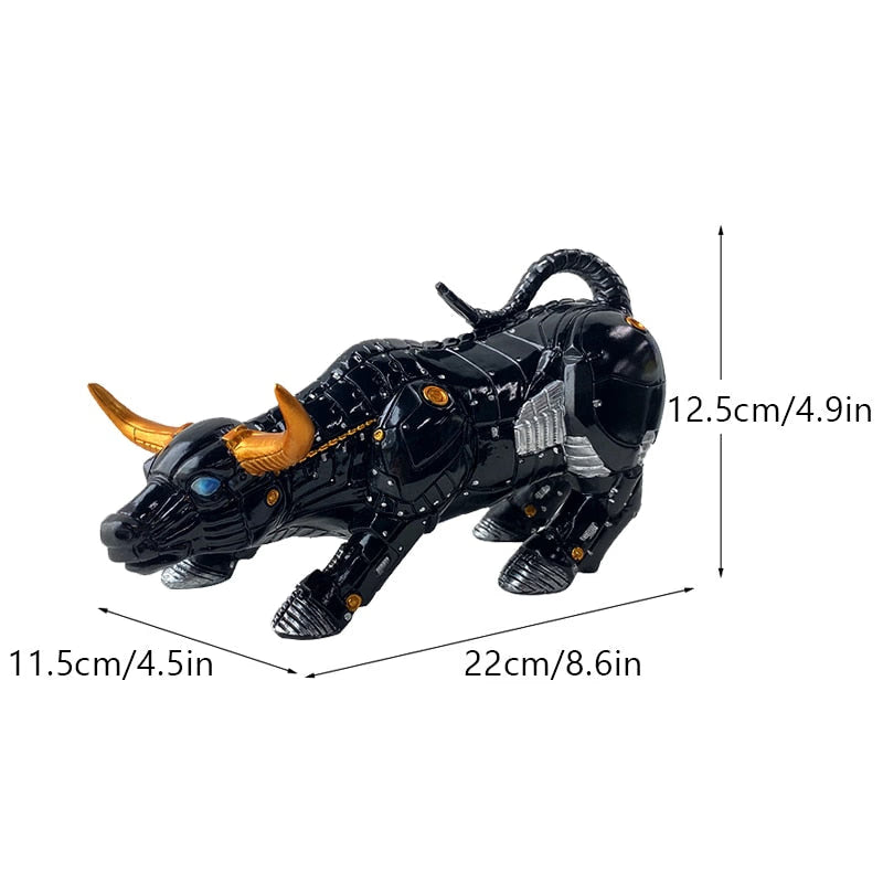 Graffiti Painting Resin Bull Figurines Home Living Room Bedroom Office Desktop Feng Shui Ornaments Collection Statues acacuss
