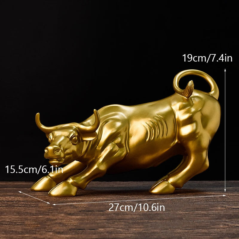 Graffiti Painting Resin Bull Figurines Home Living Room Bedroom Office Desktop Feng Shui Ornaments Collection Statues acacuss