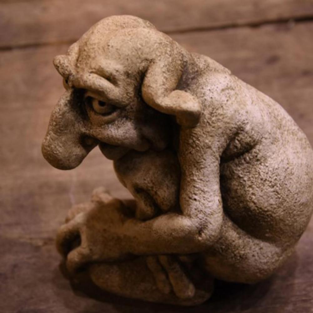 Great Gothic Sculpture Resin Garden Statue Waterproof Anti-fading Mischievous House Buddys Decor acacuss