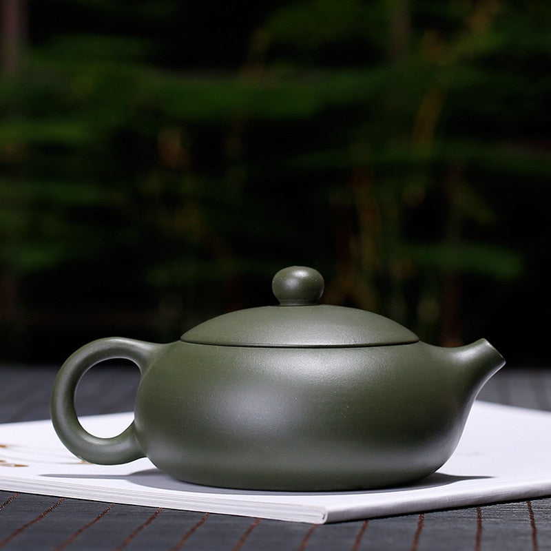 Green Clay Flat Shih Ball Hole Yixing Purply Clay Teapot Chinese Kongfu Tea Pots 180ml acacuss